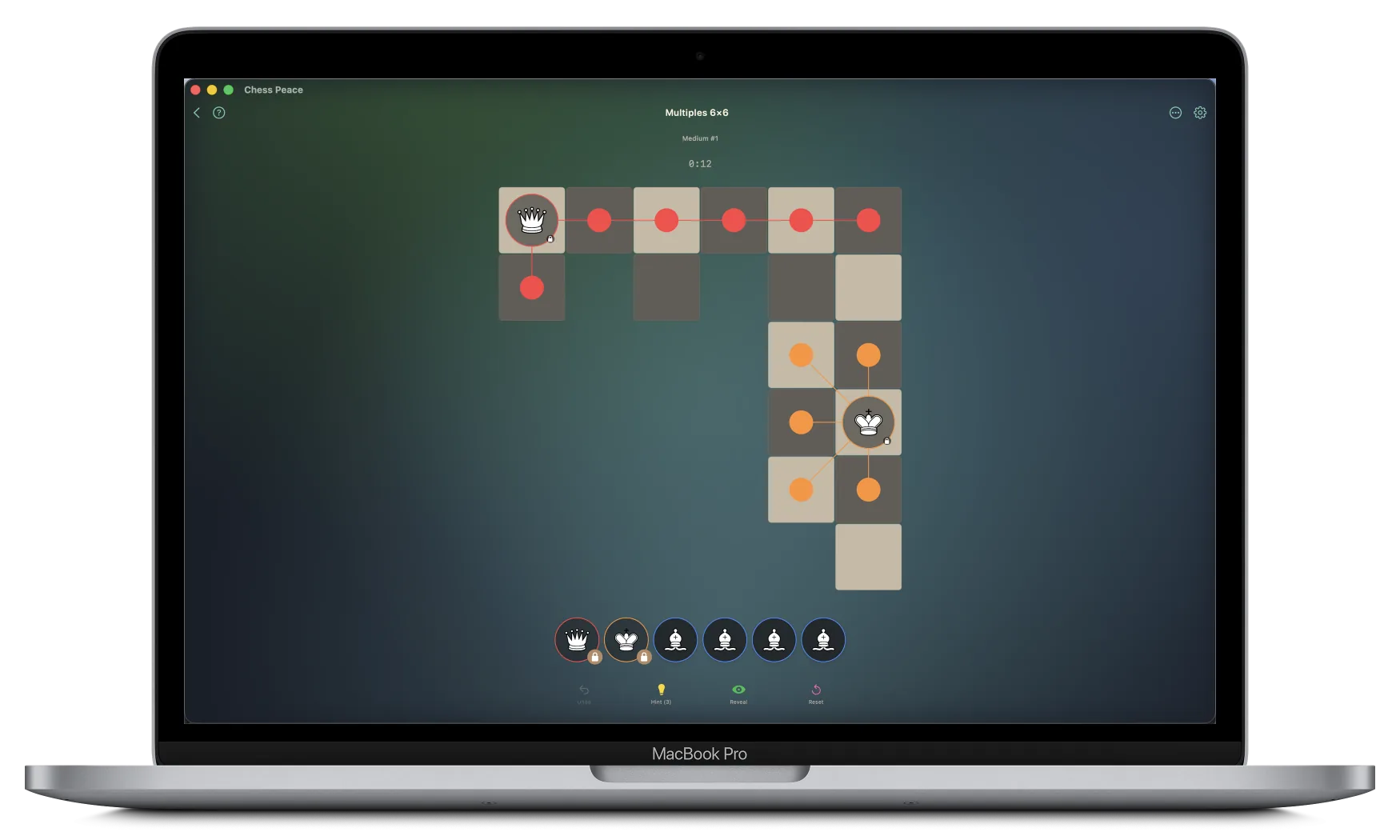Chess Peace running on a MacBook