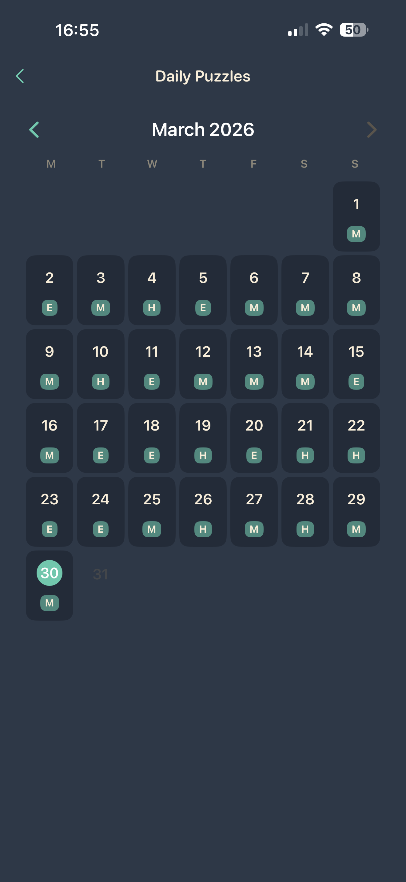 Daily puzzle calendar